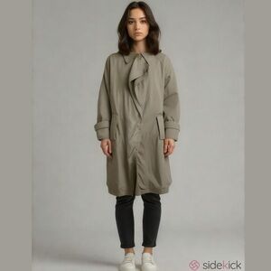 NWT Elie Tahari Open-front Casual Trench Coat S Beige/Cream